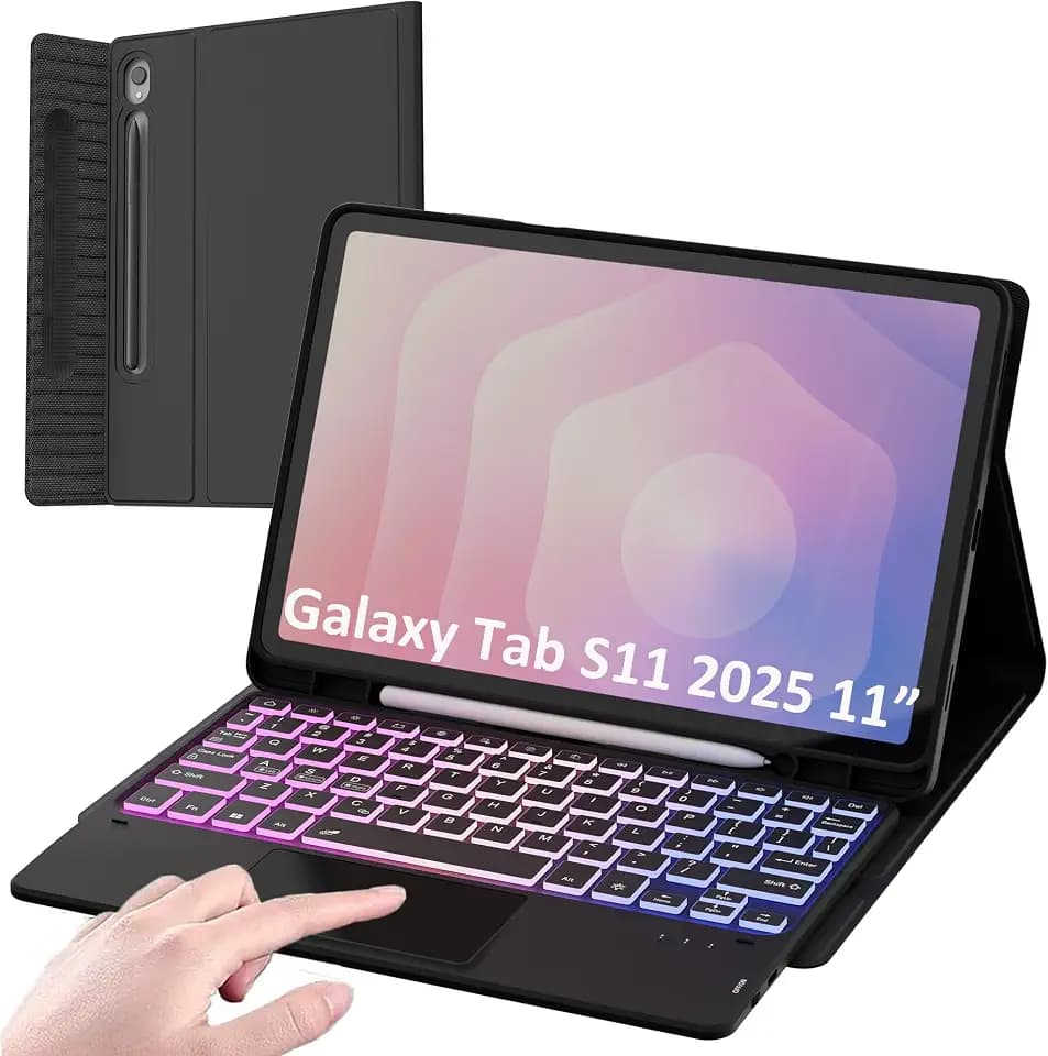 for Samsung Galaxy Tab S11 2025 11 inch Keyboard Case with Backlit Trackpad
