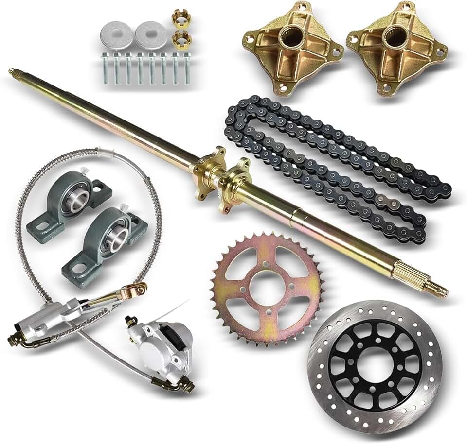 44.25in Go Kart Rear Axle Shaft Assembly Complete Kit Replacement for Go Kart ATV Quad Trikes Golf Carts