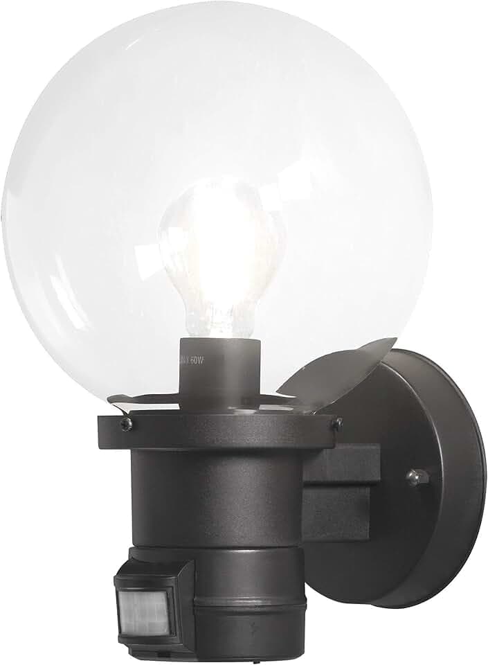 Konstsmide Nemi 7321-750 Wandleuchte B: 20cm T: 21,5cm H: 31cm / 1x60W / IP44 / Kunststoff / schwarz / mit BWM