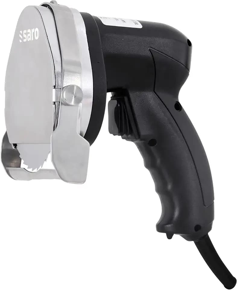 SARO Dönermesser elektrisch – Ø 100 mm – Mit 2 Klingen (glatt & gezahnt) – Schnittstärke 0–8 mm – 2,85 m Kabel – Modell ED 100