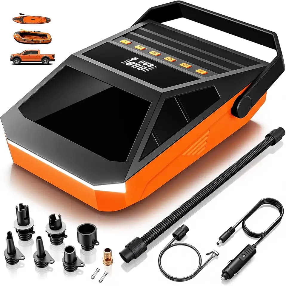 50PSI Paddle Board Electric Pump - Portable High Pressure SUP Pump with Inflation & Deflation, Auto-Off, and 12V DC Car Connector, Suitable for SUP/Kayak/Boats/Car/Bicycle