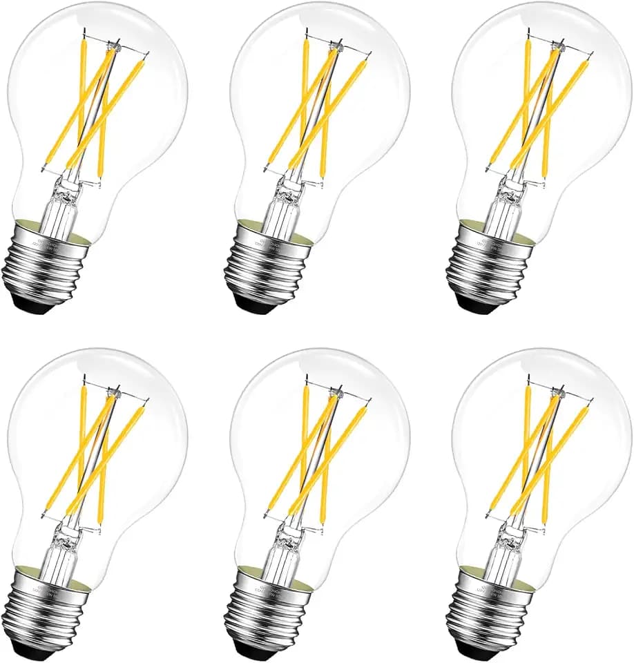 A19 E26 LED Light Bulbs 60 Watt Equivalent, Dimmable Edison Bulbs 5000K