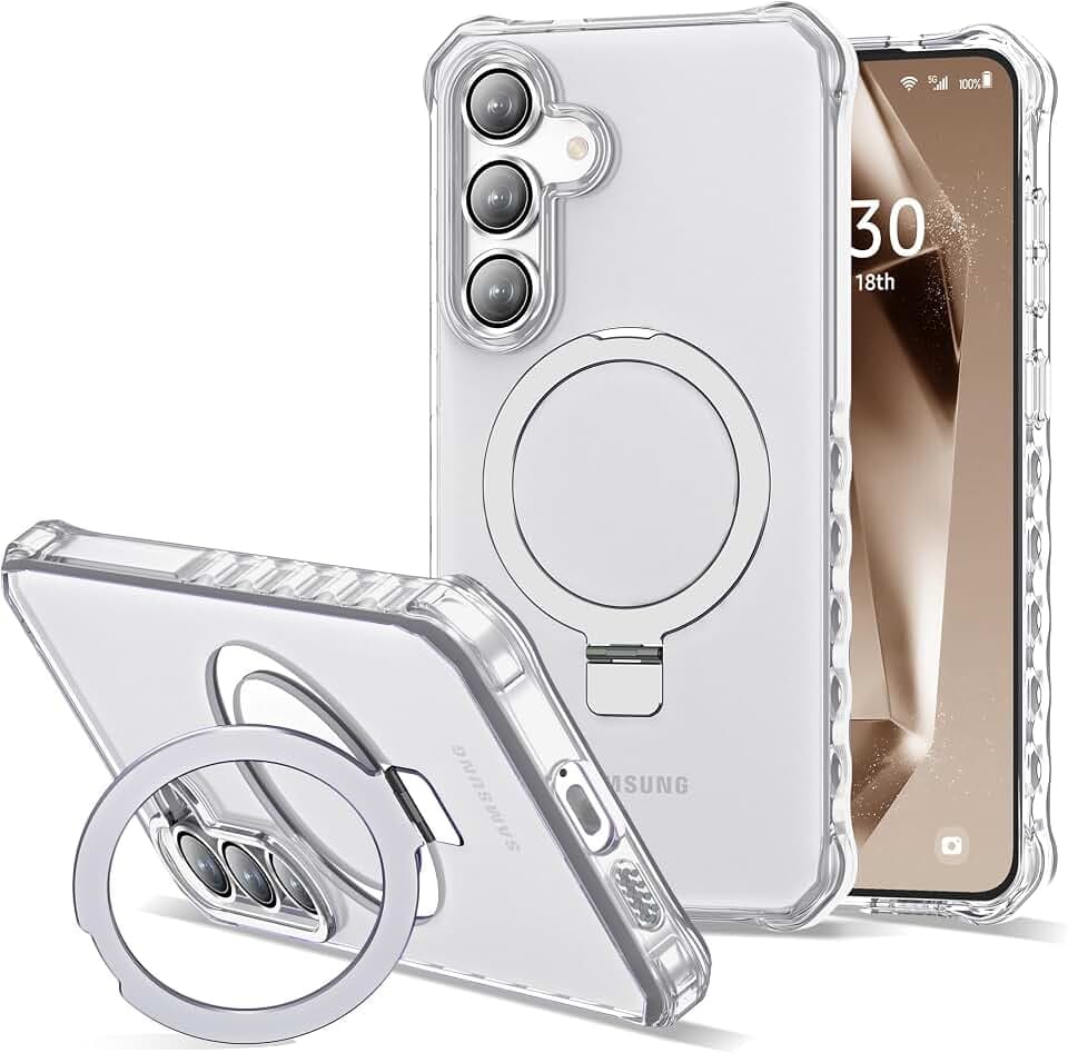 Wave Edge Case for Samsung Galaxy S24/S25 with Stand 6.2",White