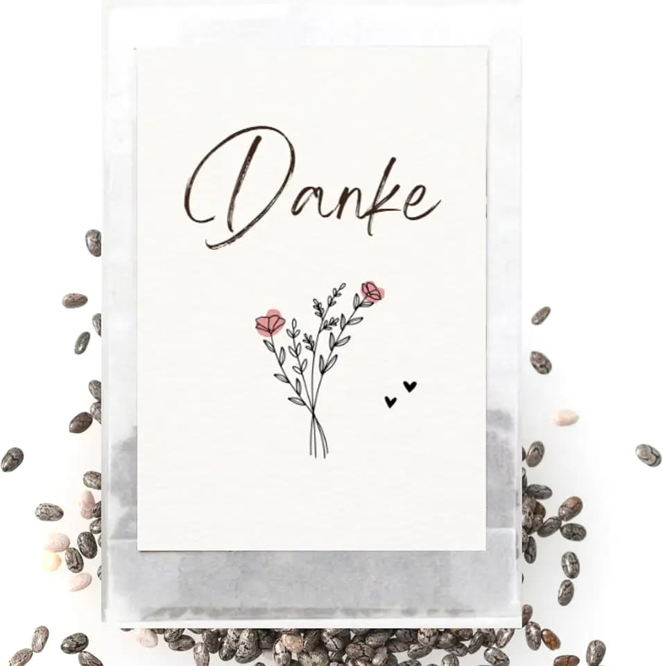 Blumensamen Danke - 20 Stück | Dankeschön Geschenke/Abschiedsgeschenk | Kleinigkeit für Kollegen, Kindergarten, Freunde, Gäste, Kindergeburtstag (20 Stück - Danke Blumen)