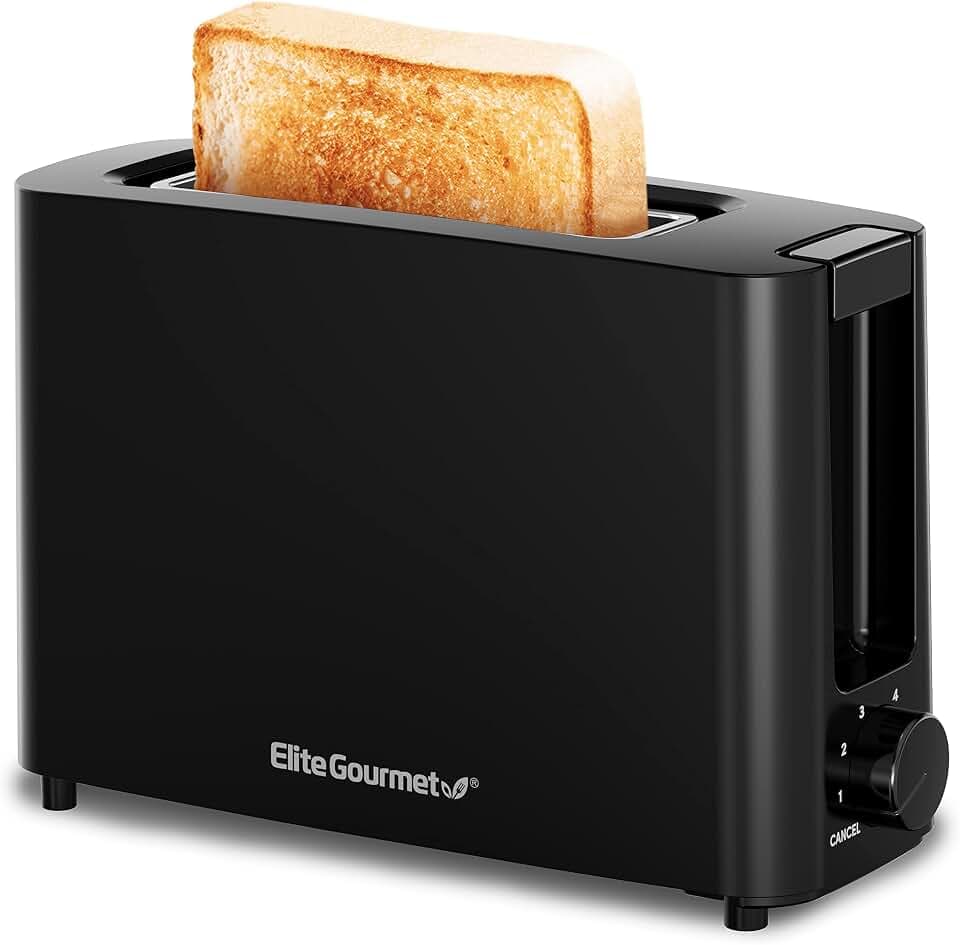 Elite Gourmet Single-Slice Cool-Touch Toaster, Wide Slot, 6 Browning Levels