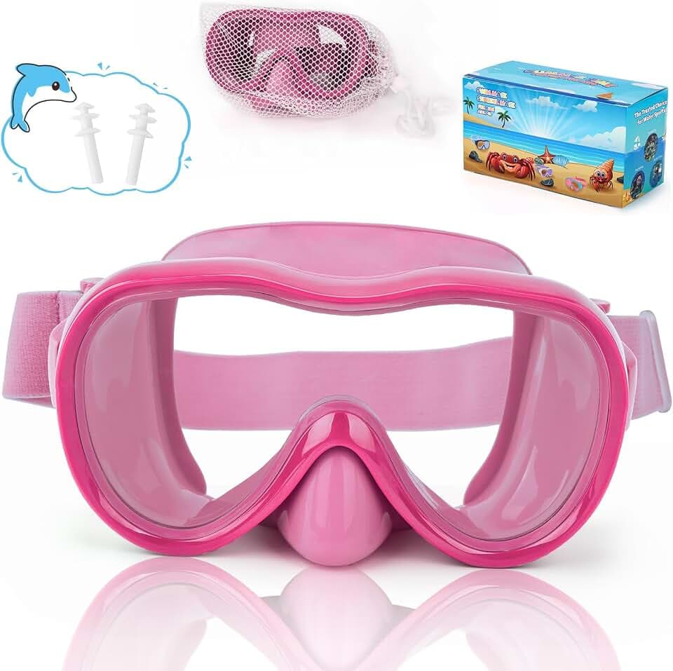 iGym Kids Swim Goggles, Snorkel Mask Diving Mask Swimming Goggles with Nose Cover and Elastic Straps Cover & Mesh Bag