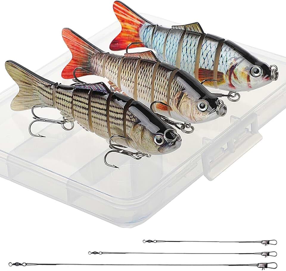 Realure 3 Stück Mehrgelenkige Hecht Köder mit 15cm 23cm 30cm Vorfach