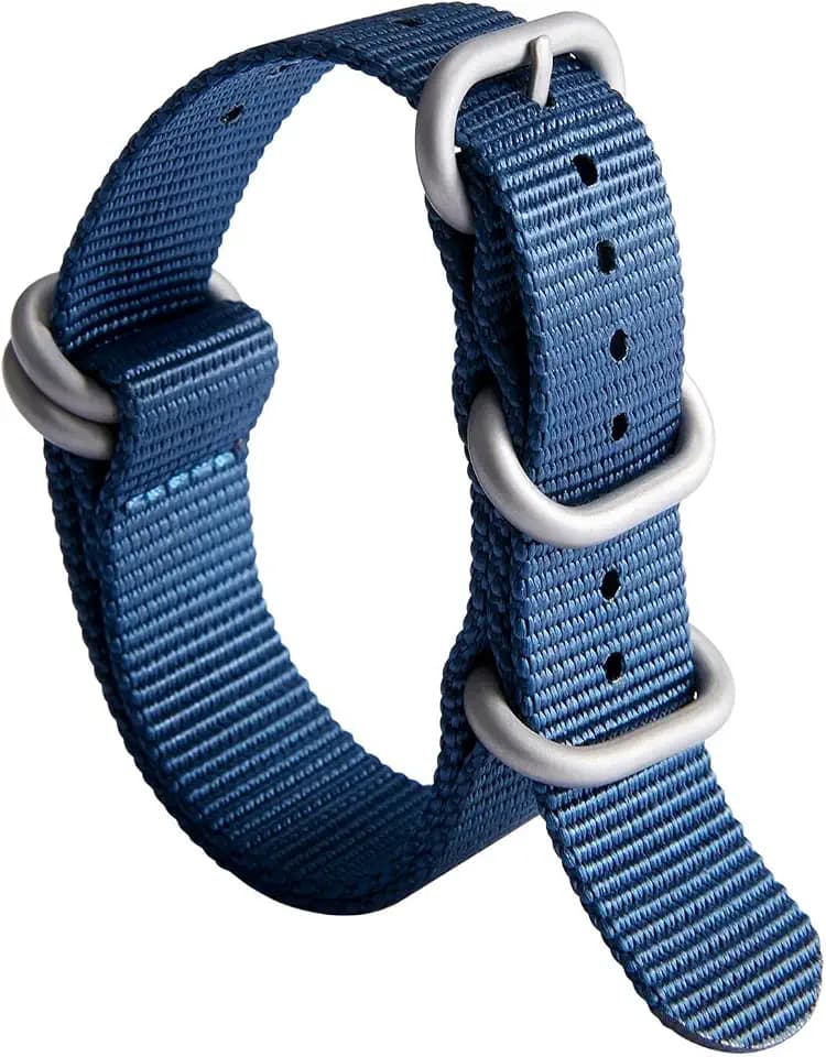 BINLUN Premium Ballistic Nylon Watch Strap, Heavy Duty 5-Ring Replacement Watch Band with Stainless Steel Buckle, Comfortable Sport Band for Men Women, Fits 18-24mm