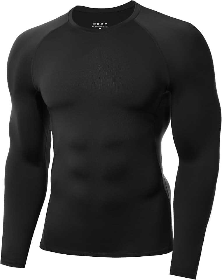 Herren Kompressionsshirt Langarm, Unterziehshirt für Fitness und Sport, Funktionsshirt für Laufen Gym Fußball