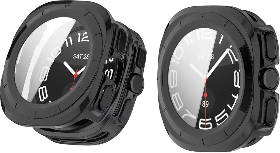 TINGYR 2 Stück Hülle Kompatibel mit Samsung Galaxy Watch Ultra 47mm, PC + Gehärtetes Glas zum Schutz des Bildschirms, Anti-Drop, Schutzhülle Kompatibel mit Samsung Galaxy Watch Ultra 47mm.