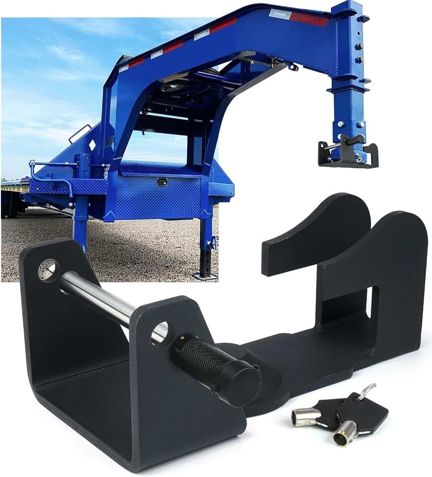 Heavy-Duty Gooseneck Trailer Lock, Gooseneck Lock Fit for Heavy Trailers, Livestock Haulers and RVs - Black