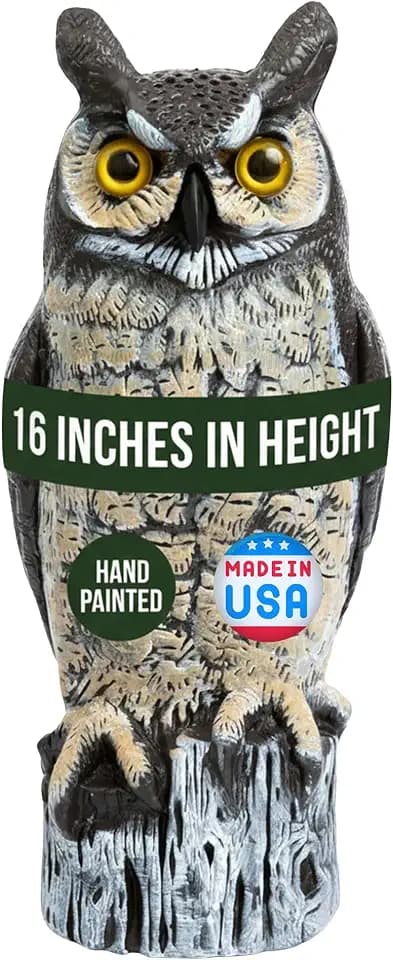Dalen Lifelike Great Horned Owl Decoy Bird Repellent - 16-in Hand-Painted