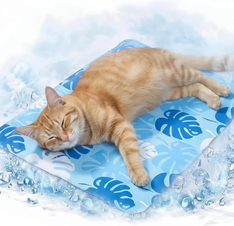 Drydiet Blue Cooling Bed Mat for Cats, Small Dogs, Small Pets, 25.6"x19.7" Thickened Rectangle Pad Anti-Grab Internal Gel Without Water Filling, Lightweight, Washable, Playmat for Indoor/Outdoor
