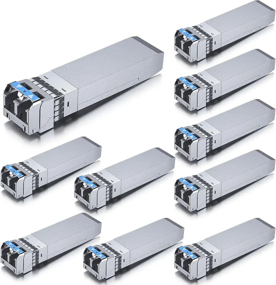 10Gtek 10GBase-LR SFP+ Transceiver, 10G 1310nm SMF SingleMode Fiber Optic Module, 10km, for Cisco SFP-10G-LR, Meraki MA-SFP-10GB-LR, Ubiquiti UniFi UF-SM-10G, Fortinet, Mikrotik and More, Pack of 10