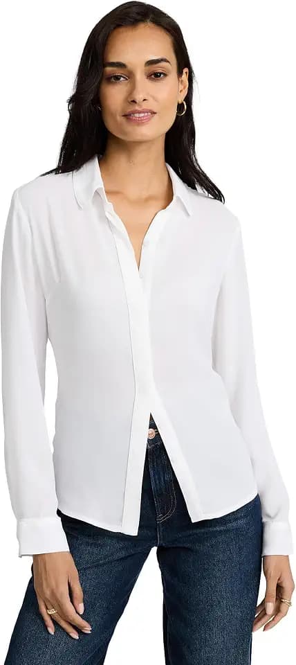 EXPRESS Women's Long Sleeve Lightweight Crepe Portofino Shirt