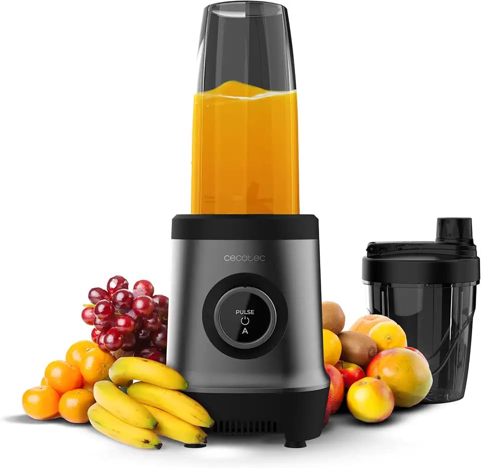 Cecotec Standmixer Nutriblender Fusion Touch, 1000 W max, Automatiksystem, 6-Klingen Edelstahl, 2 Flaschen 500 ml + 900 ml, 2 Deckel, BPA-frei, To-go Mixer, für Smoothies & Shakes