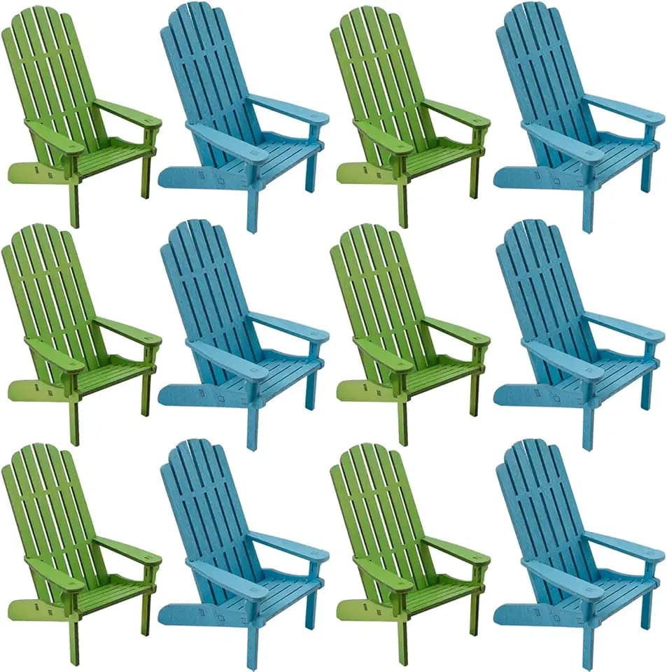 Fun Express Mini Wooden Adirondack Chairs, Blue and Green, 4" x 5"