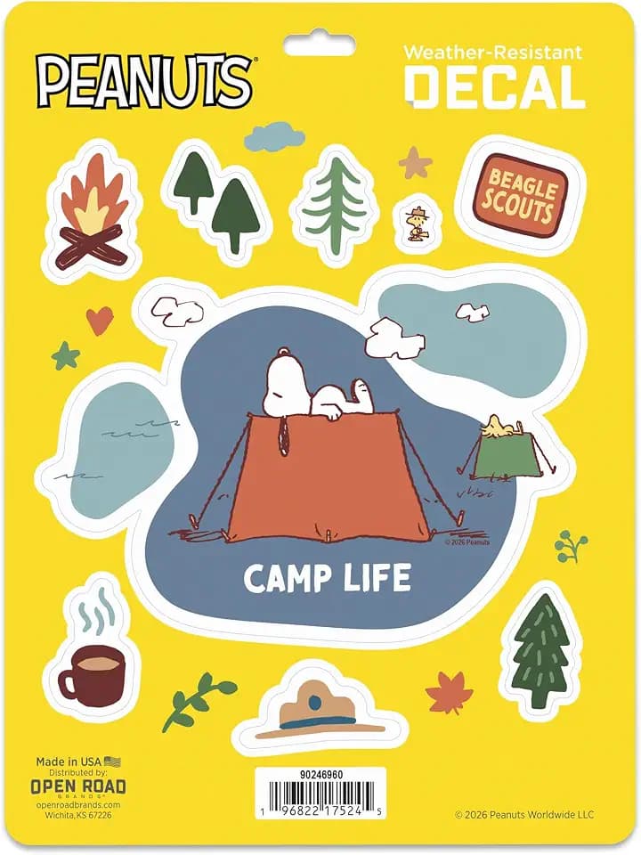 Peanuts Snoopy Camp Life Adhesive Vinyl Decal Pack