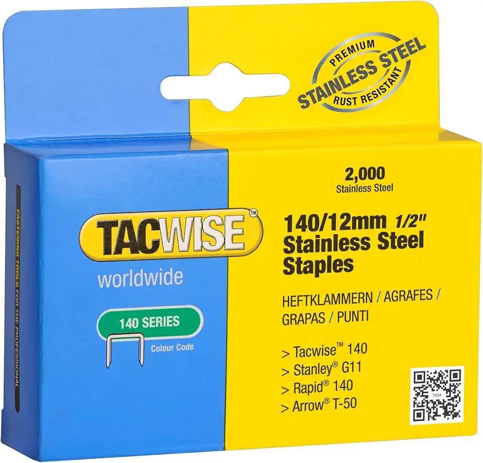 Tacwise 1220 Typ 140/12mm Professionelle Edelstahlklammern, 2000 Stück