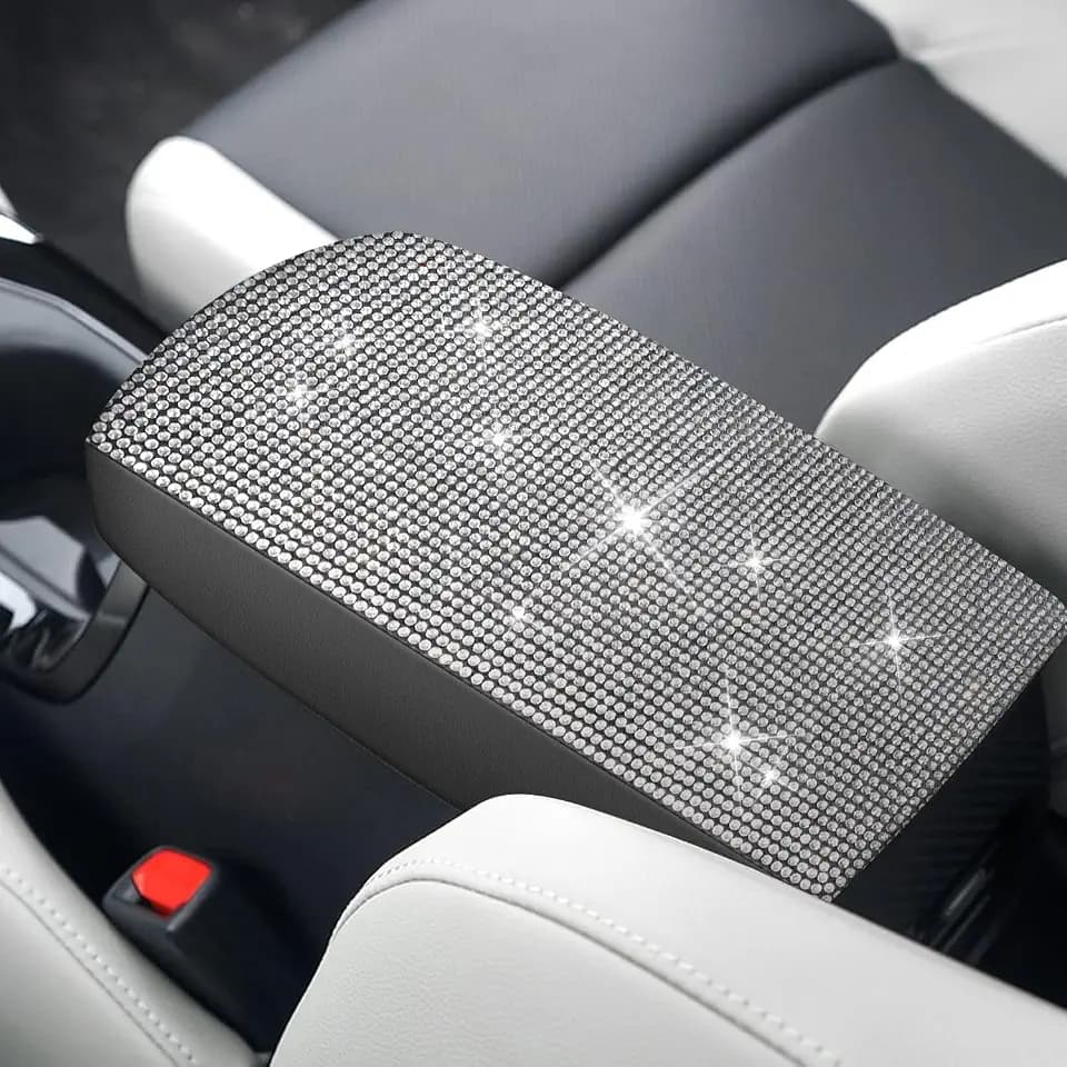 AOMSAZTO Bling Crystal Diamond Console Covers for 2012-2015 Honda Civic Leather Armrest Covers