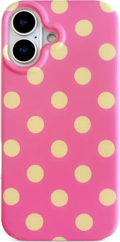 Qokey Compatible for iPhone 17 Case(6.3" 2025), Frosted Polka Dot Case, Cute Simple Aesthetics Design for Girls Women, Lightweight Comfortable Touch Protection Fashionable Cover - Rose Pink