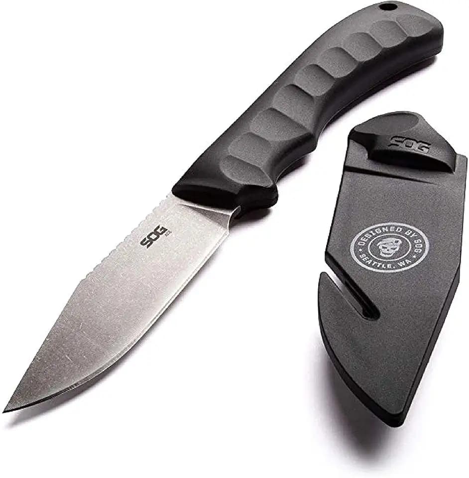 SOG Fixed Blade Knife With Sheath - Ace Field Survival Knife, Hunting and Camping Tool With 3.8 Inch Full Tang Blade