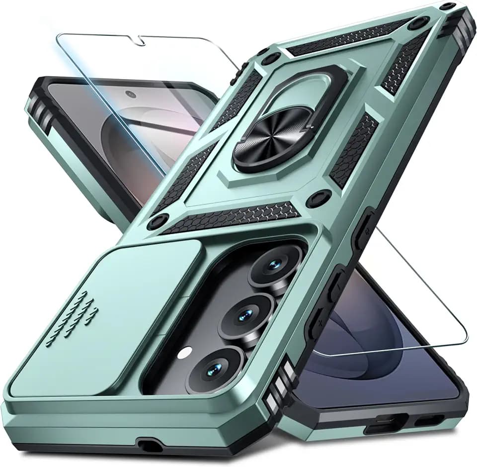 for Samsung Galaxy S26 FE Case Built in Slide Camera Cover,Dark Green