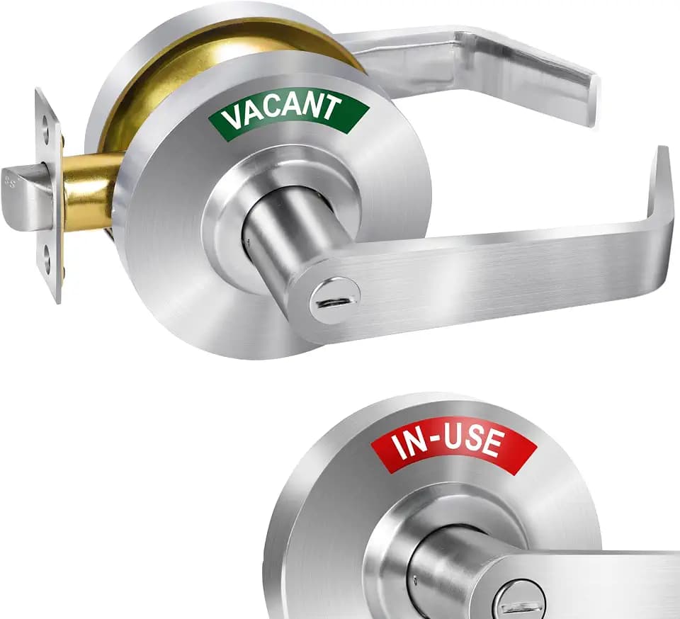 Commercial Bathroom Door Handle | Vacant Occupied Bathroom Lock for Public Restroom |Occupied Door Handle for Office/Restaurant/Hospital/Gym,ANSI Commercial Grade 2