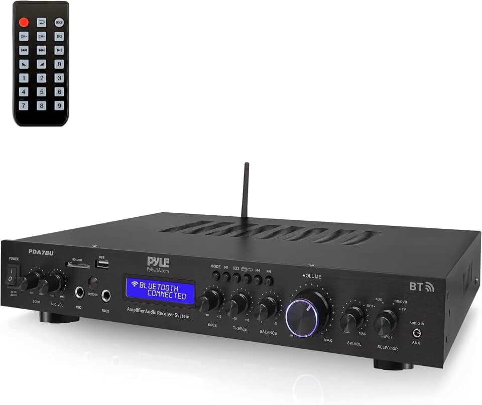Pyle Verstärker HiFi Stereo, 200W- 2 Kanal mit Bluetooth, Subwoofer Output