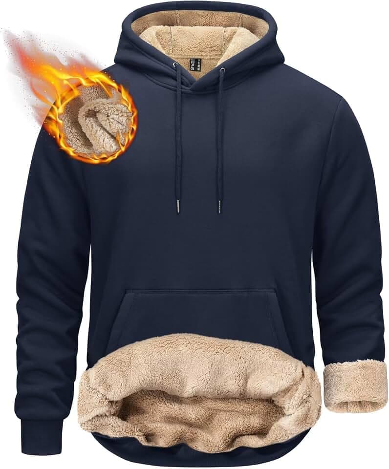 KEFITEVD Herren Sweatshirts Kapuzenpullis Fleece Hooded Pullover Winter