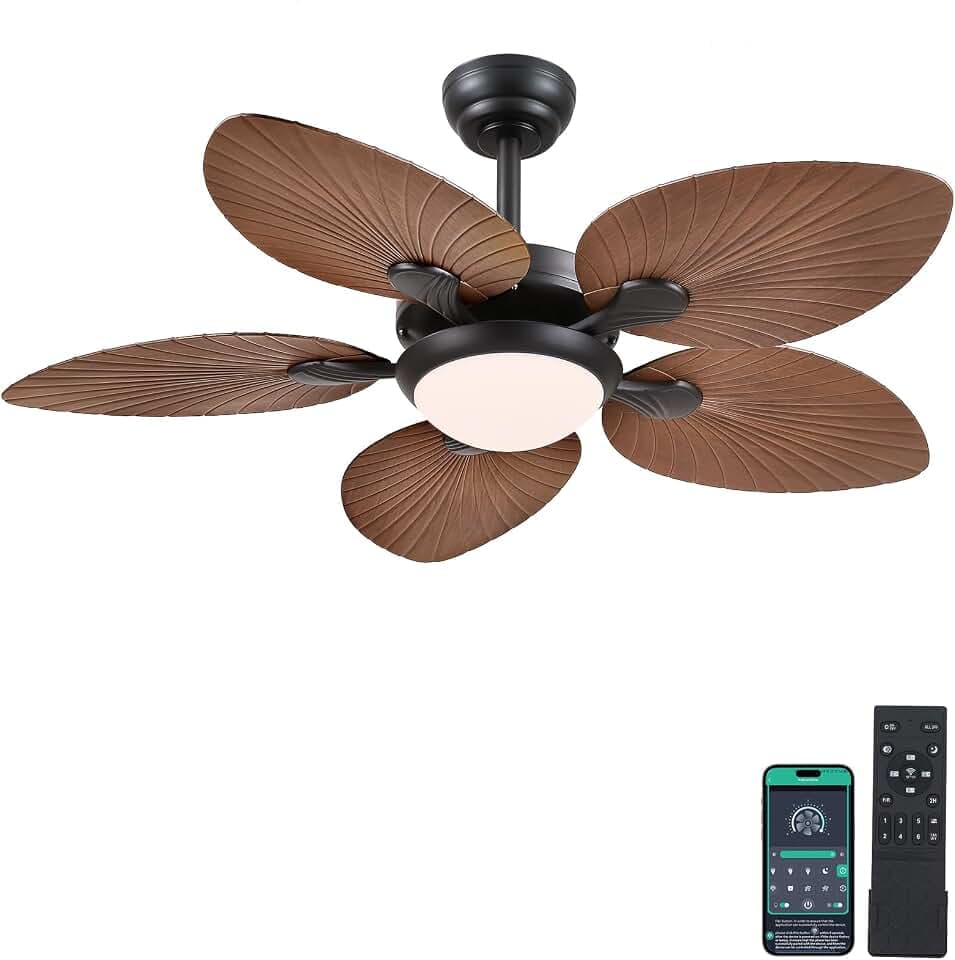 Wiviniya 44 Inch Tropical Ceiling Fans with Lights for Outdoor Patios Porch