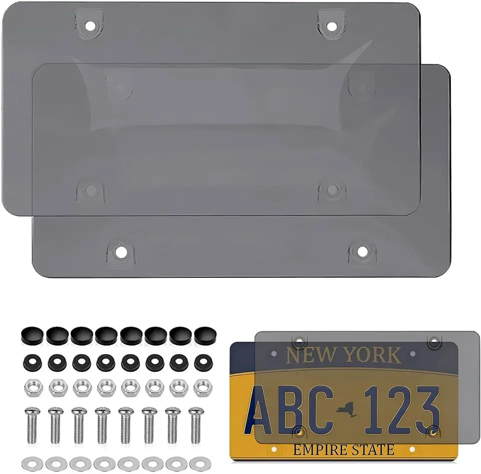 2 Pack License Plate Covers, Clear Matte ABS with Screw Caps