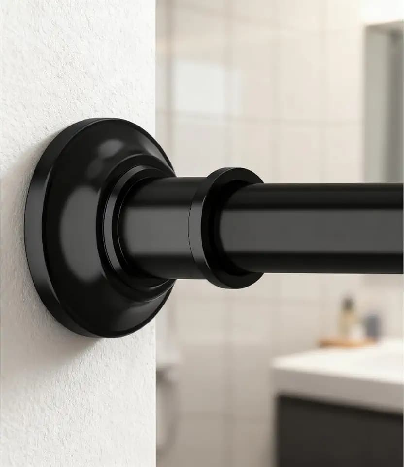 28 mm Schwarz Duschvorhangstange, Duschstange Ohne Bohren 76-216cm