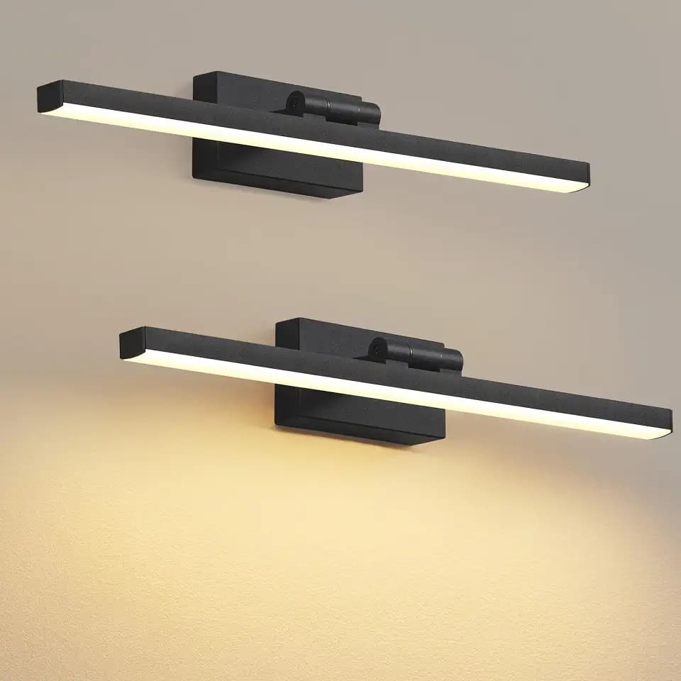 PUSU Picture Lights Set of 2, Black Cordless 15.7 inch Wall Mount Art Lamp