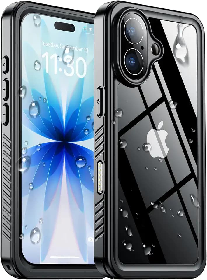 SPIDERCASE for iPhone 17 Case Waterproof,Black/Clear
