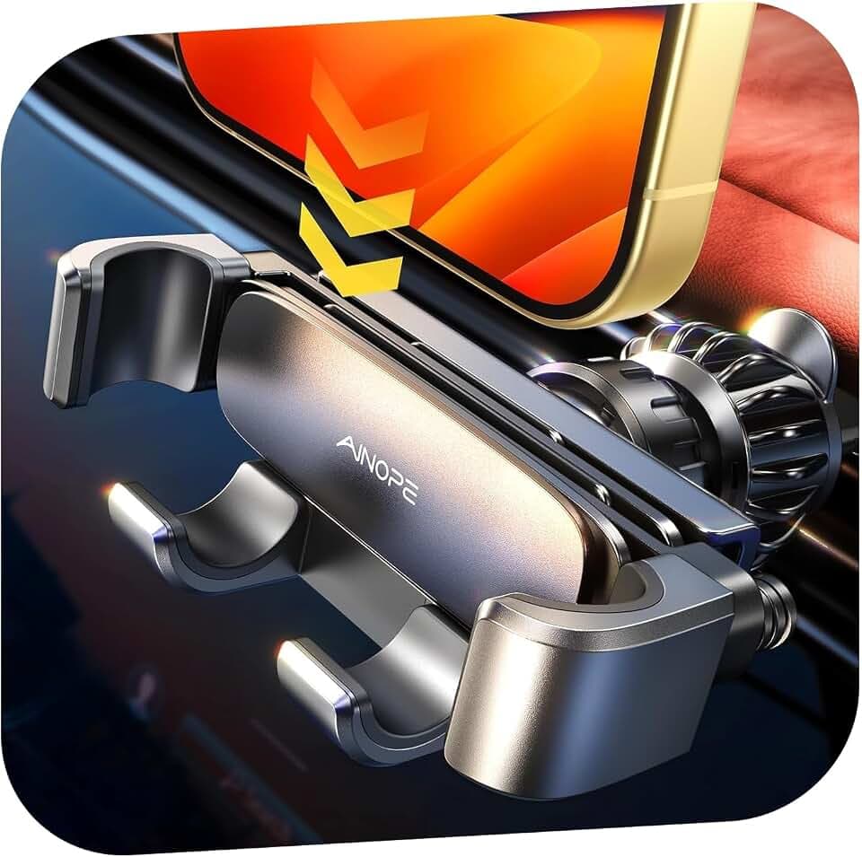 AINOPE Handyhalterung Auto Lüftung - [Schwerkraft-Design] [Einhandbedienung] Handy Halterung Auto Halterungen für Navigationsgeräte, Auto Zubehör Für iPhone 18 Pro Max 17 XR, Smartphone mit Hülle