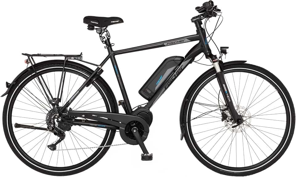 Fischer E-Bike Trekking, VIATOR 1861, Elektrofahrrad für Damen und Herren, Mittelmotor, schwarz matt