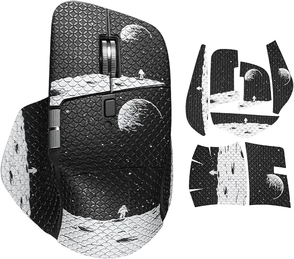 immoenuc Mouse Grip Tape for Logitech MX Master 4 Wireless Mouse, Anti-Slip Sweat-Resistant Pre-Cut Skin, 0.8mm Ultra-Thin Self-Adhesive Sticker for Gaming & Office (Earth Pattern)