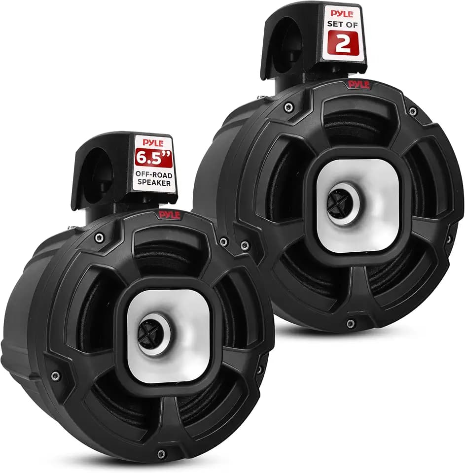 Pyle Waterproof Speakers Setup, 6.5" Outdoor Speaker Pair with 1300 W Power, UTV Sound for Off-Road Use, Marine Setup for Boats, Wired Audio System for ATV and All-Terrain Entertainment