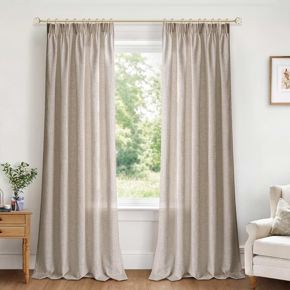 INOVADAY Gardinen mit Kräuselband Wohnzimmer 2er Set 245x140cm, Linen