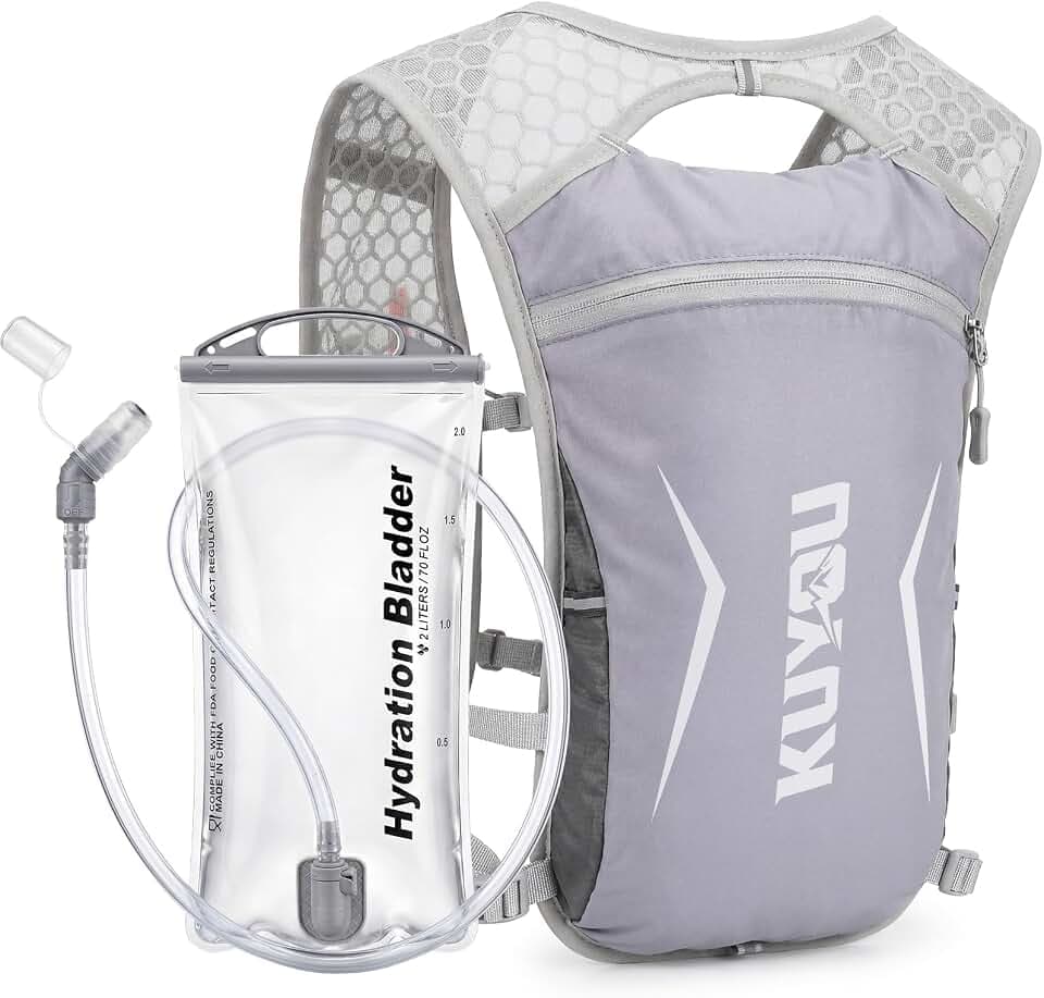 KUYOU Running Vest for Women & Men, Lightweight Hydration Backpack with 2L Water Bladder, Water Backpack for Trail Running, Hiking, Cycling & Marathon