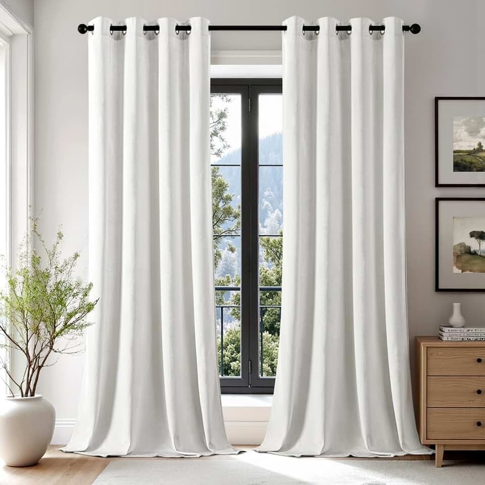 EMEMA Pure White Velvet Blackout Curtains 2 Panels W52xL96 Inch Grommet