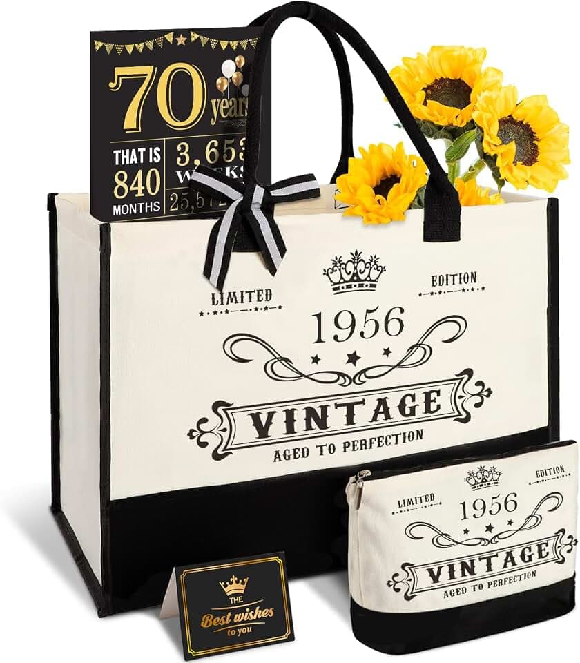 70. Geburtstagsgeschenk für Frauen-Vintage 1956 Tote Tasche, Make-up Tasche