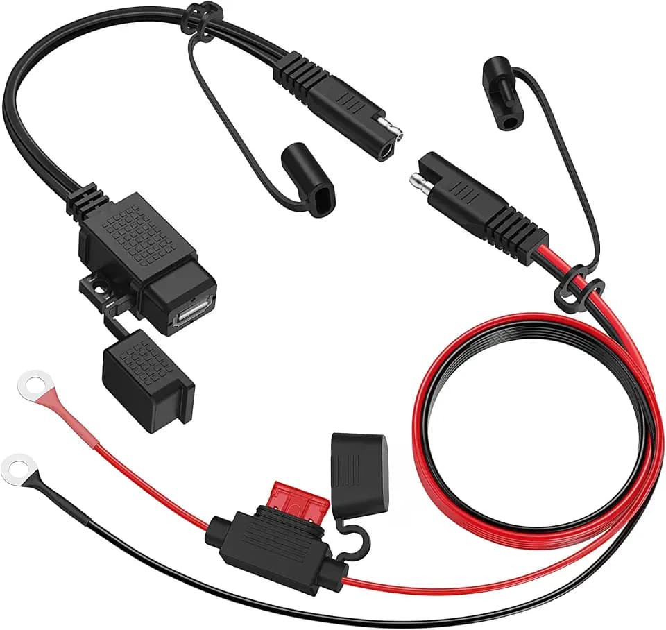 MICTUNING SAE to USB Cable Adapter Waterproof USB Charger Quick 2.1A Port