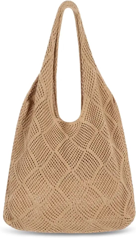 Sightor Crochet Tote Bag, Mesh Beach Bag Knit Summer Hobo Bag for Women