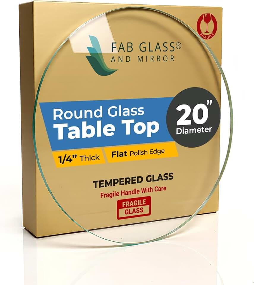 20 Inch Round Tempered Flat Polished Edge Glass Table Top 1/4” Thick Round Glass Table Top Heavy Duty, Dining, Coffee, and Office Tables by Fab Glass and Mirror