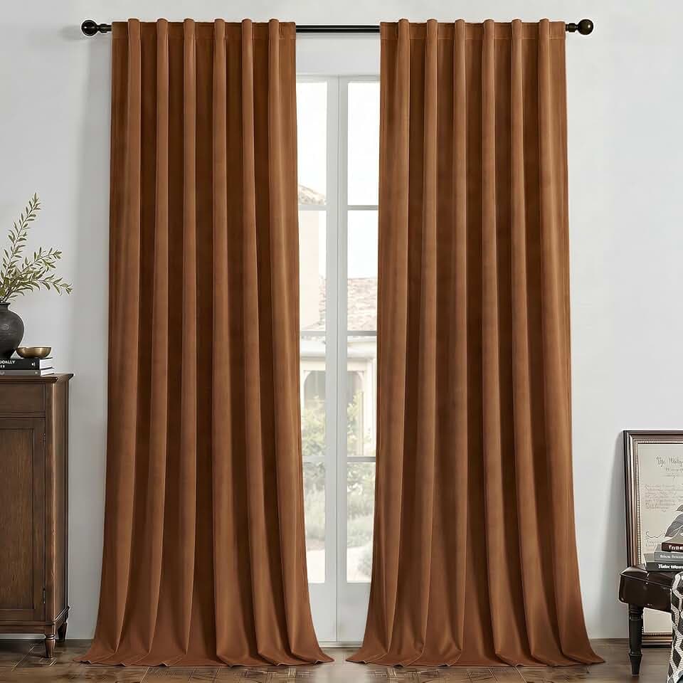 Joydeco 100% Blackout Curtains Velvet Black Out Curtain 102 Inch Drapes
