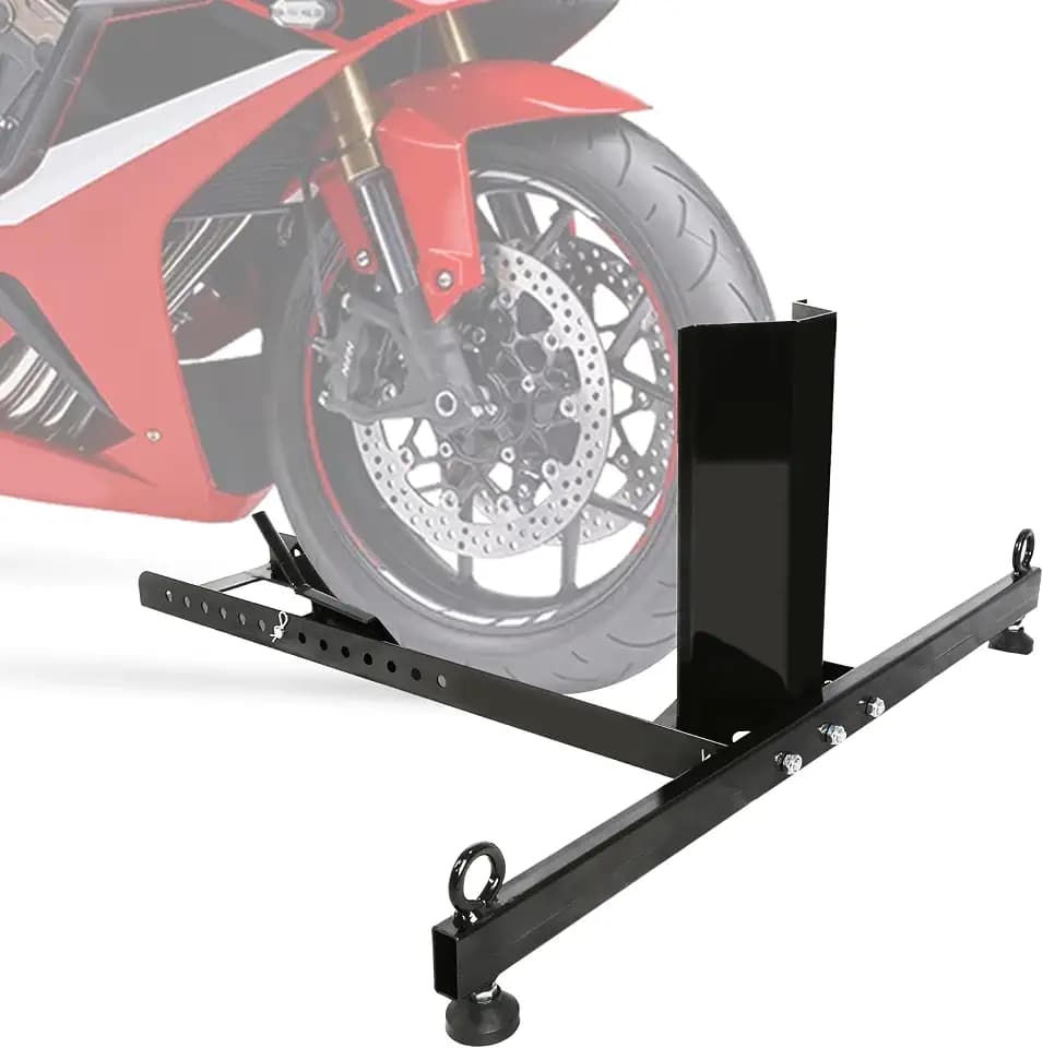 ECOTRIC Adjustable Motorcycle Wheel Chock Stand Upright 1800lb Capacity