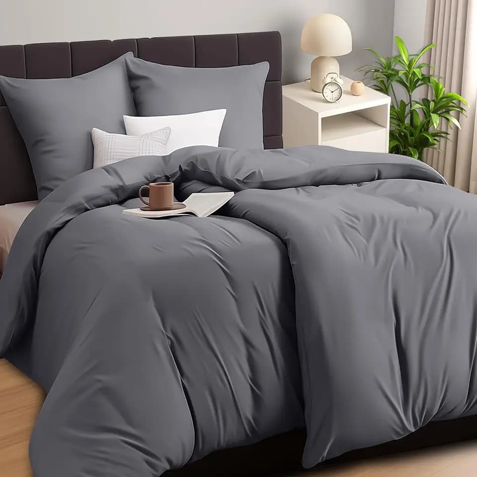 Utopia Bedding Bettwäsche 135x200 4teilig + 2 Kissenbezüge 80x80 cm, Grau