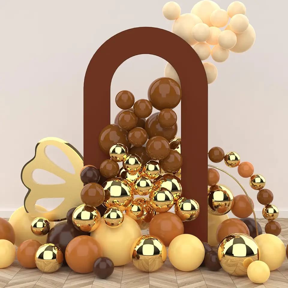 LEBENGURU 7.2FT Open Arch Backdrop Cover,Brown Spandex Fitted for Round Top